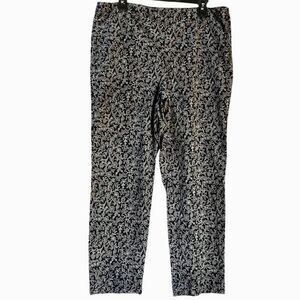 J Jill Floral Ankle Length Pants in Black/White Women’s 14
